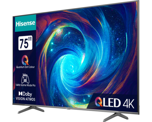 Hisense QLED TV 75" 75E7KQ PRO, 4K Ultra HD, Smart TV, VIDAA U7, Quantum Dot Colour, Dolby Vision, AI 4K Upscaler