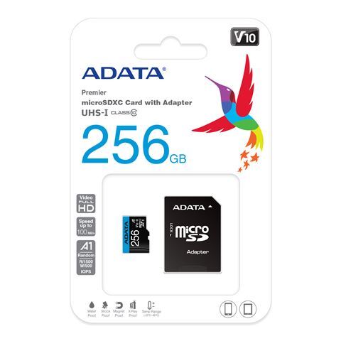Memorijska kartica ADATA Premier, microSDXC, 256GB, R100/W25 MB/s, U1 (AUSDX256GUICL10A1-RA1)