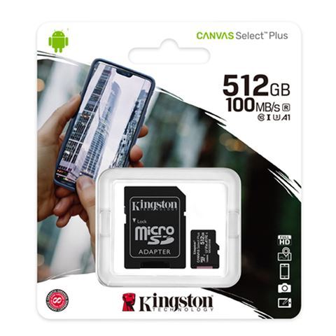 Memorijska kartica Kingston Canvas Select Plus, microSDXC, 512GB, W100/R85 MB/s, U3 (SDCS2/512GB)
