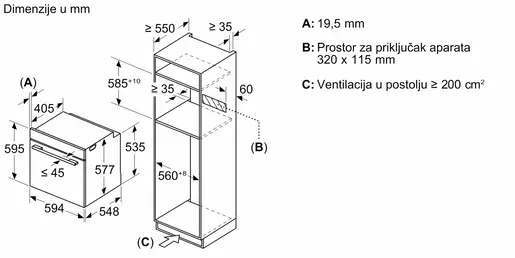 Bosch ugradna rerna sa mikrotalasnom funkcijom HMG778NB1