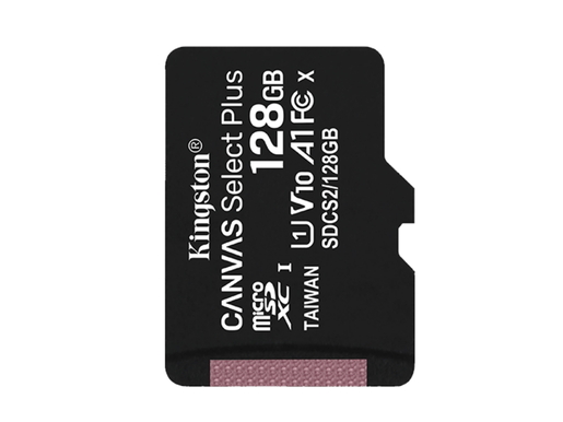 Memorijska kartica Kingston Canvas Select Plus, microSDXC, 128GB, R100/W10 MB/s, U1 (SDCS2/128GBSP)