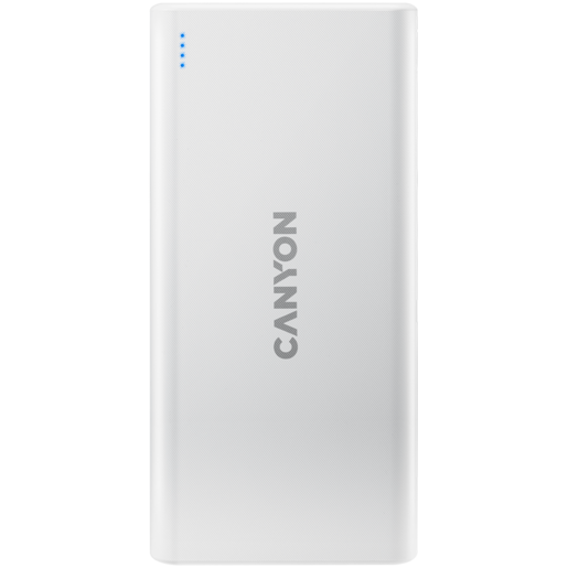 CANYON PB-106, Power bank 10000mAh Li-poly battery, Input 5V/2A, Output 5V/2.1A(Max), USB cable length 0.3m, 140*68*16mm, 0.24Kg, White