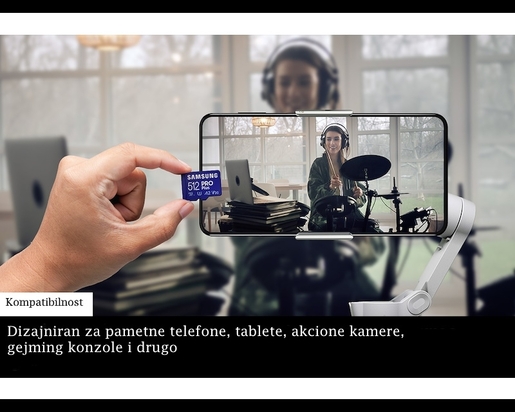 Memorijska kartica Samsung PRO Plus, microSDXC, 512GB, R180W130 MB/s, U3 (MB-MD512SA/EU)