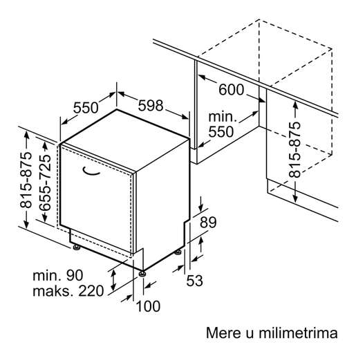 Bosch ugradna mašina za pranje sudova SMV4HCX19E