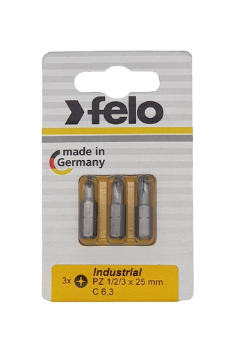 Bit felo industrial pozidriv pz1/pz2/pz3 x 25 02193216 3 kom u blisteru