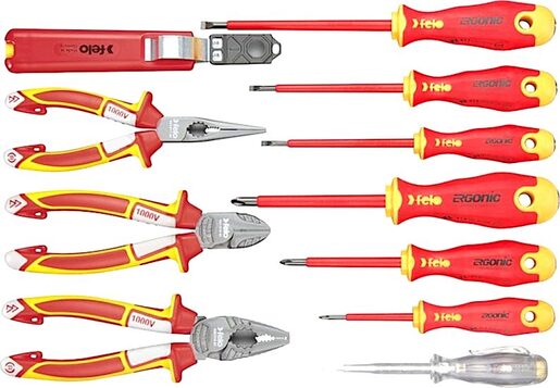 Set dielektričnih alata felo ergonic vde sa sa kleštima i testerom 41391104 11 kom