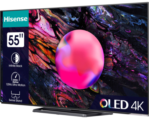 Hisense OLED TV 55" 55A85K, 4K Ultra HD, Smart TV, VIDAA U7, 120 Hz, Dolby Vision IQ & Atmos, IMAX Enhanced, DTS Virtual X