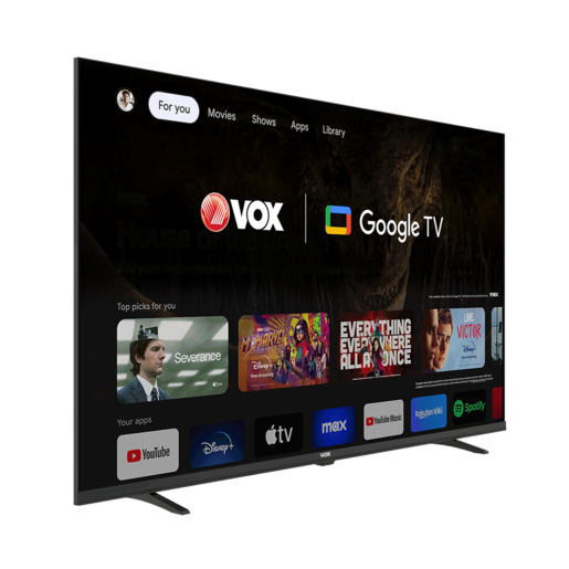 VOX LED TV 43GOF080B, Full HD, Smart TV, Google TV, WiFi, HLG, Dolby Audio, Bluetooth