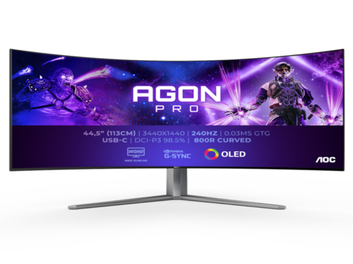 Monitor 44.5 AOC AGON AG456UCZD, WQHD, OLED, Adaptive Sync, G-SYNC, zakrivljeni, 240Hz, 0.03ms, HDMI, DP, gaming