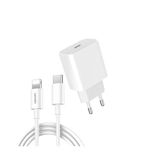 DENMEN DC06L Punjač za mobilne Type C 20W Fast + Lightning kabl bela
