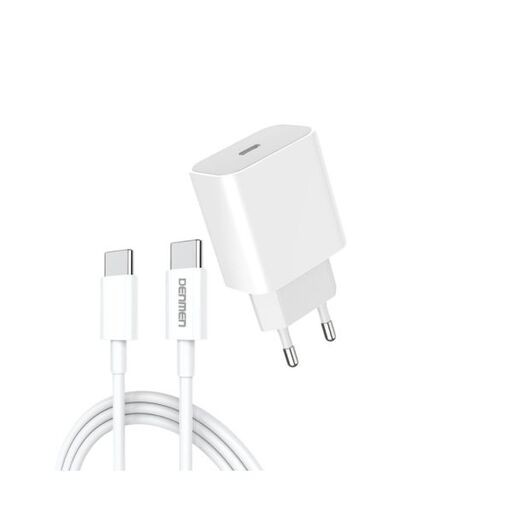 DENMEN DC06T Punjač za mobilne Type C 20W Fast + Type C kabl bela