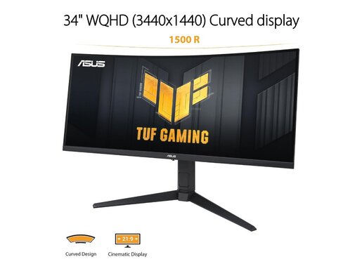 Monitor 34 ASUS TUF VG34VQL3A, WQHD, VA, FreeSync, 180Hz, 1ms, HDMI, DP, gaming