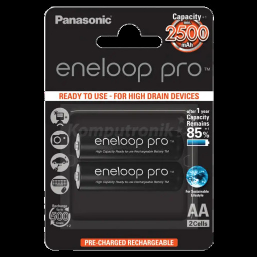 Punjiva baterija AA Panasonic eneloop pro BK-3HCDE/2BE/pak 2 kom