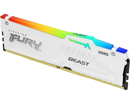 Memorija Kingston 16GB DDR5 6800MHz, Fury Beast White RGB XMP, U-DIMM (KF568C34BWA-16)