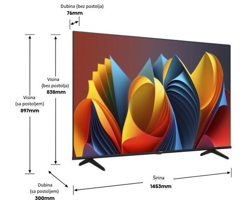 Hisense QLED TV 65" 65E7NQ, 4K Ultra HD, VIDAA OS Smart TV, Quantum Dot Colour, Dolby Vision-Atmos, 4K AI Upscaler, DTS® Virtual:X™