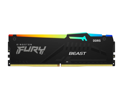 Memorija Kingston 128GB (4x32GB) DDR5 5200MHz, Fury Beast Black RGB XMP, U-DIMM (KF552C40BBAK4-128)