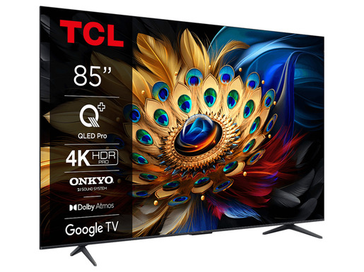 TCL QLED TV 85C655, 4K Ultra HD, Google Smart TV, Motion Clarity, AiPQ PRO PROCESSOR, T-SCREEN PRO, 2.1 ONKYO Dolby Atmos, HDR10+ **MODEL 2024**