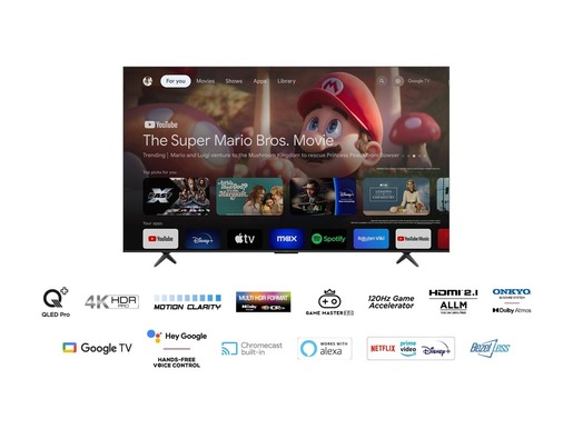 TCL QLED TV 85C655, 4K Ultra HD, Google Smart TV, Motion Clarity, AiPQ PRO PROCESSOR, T-SCREEN PRO, 2.1 ONKYO Dolby Atmos, HDR10+ **MODEL 2024**