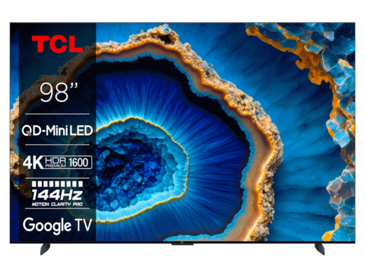 TCL MiniLED QLED TV 98C805, 4K Ultra HD, Android Smart TV, 144Hz Motion Clarity Pro, Google TV, Game Master Pro 2.0, Multi HDR