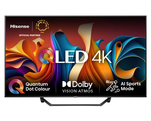 Hisense QLED TV 43" 43A7NQ, 4K Ultra HD, VIDAA OS Smart TV, Quantum Dot Colour, Dolby Vision-Atmos, Direct Full Array, 4K AI Upscaler, Pixel Tuning