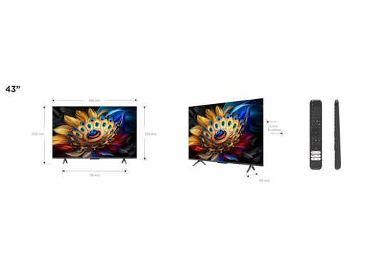 TCL QLED TV 43C655, 4K Ultra HD, Google Smart TV, Motion Clarity, Game Master 3.0, Multi HDR format, Dolby Vision & HDR10+ **MODEL 2024**