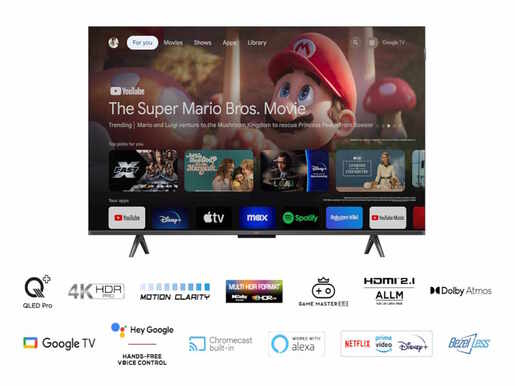 TCL QLED TV 43C655, 4K Ultra HD, Google Smart TV, Motion Clarity, Game Master 3.0, Multi HDR format, Dolby Vision & HDR10+ **MODEL 2024**