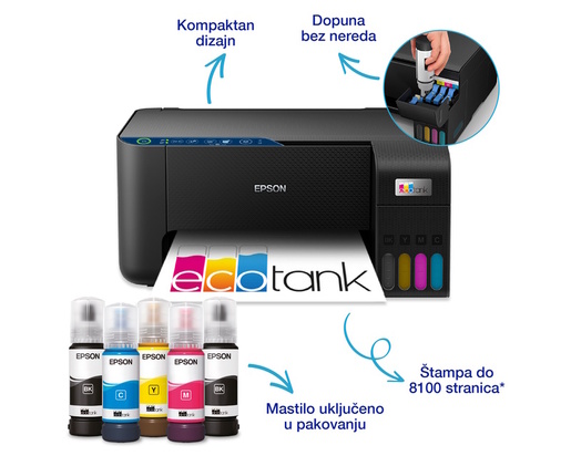 Epson multifunkcionalni inkjet štampač L3271 EcoTank ITS wireless