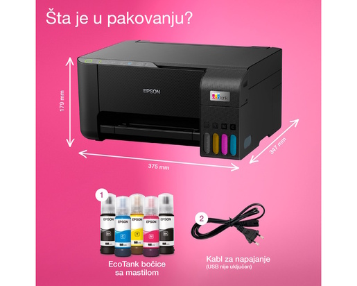 Epson multifunkcionalni inkjet štampač L3270 EcoTank ITS wireless