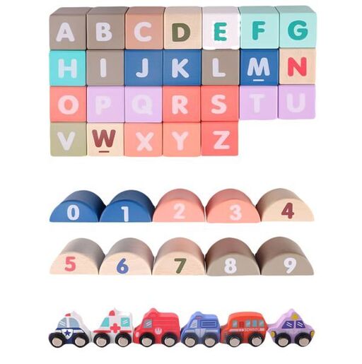 Eco toys Drvene edukativne kocke city sa podlogom 115 komada HM015220