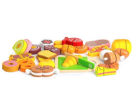 Eco toys Drvene namirnice za seckanje 23 dela TL87115