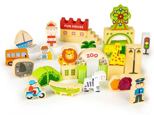 Eco toys Drvene edukativne kocke city zoo 120 komada HM015501