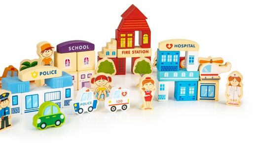 Eco toys Drvene edukativne kocke city zoo 120 komada HM015501