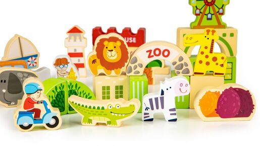 Eco toys Drvene edukativne kocke city zoo 120 komada HM015501