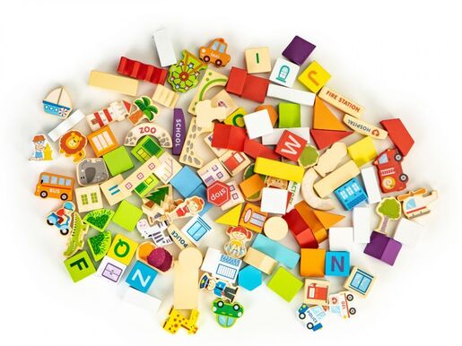 Eco toys Drvene edukativne kocke city zoo 120 komada HM015501