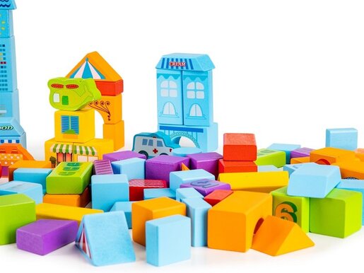 Eco toys Edukativne drvene kocke city 100 kom SR19001