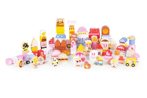 Eco toys Edukativne drvene kocke set -candy city 116 kom ME433