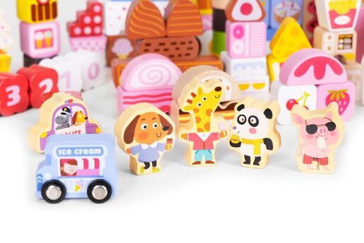 Eco toys Edukativne drvene kocke set -candy city 116 kom ME433