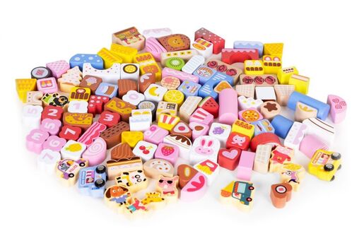 Eco toys Edukativne drvene kocke set -candy city 116 kom ME433