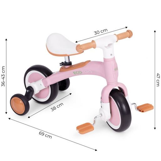 Eco toys balans bicikl sa pedalama i pomoćnim točkovima 3 u 1 LC-V1359 PINK
