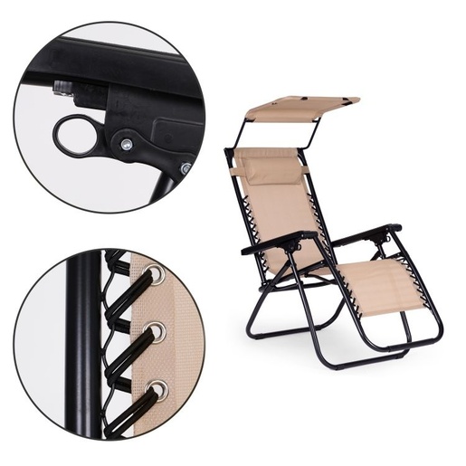 ModernHome podesiva baštenska fotelja sa tendom beige