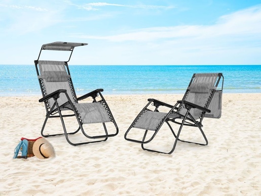 ModernHome podesiva baštenska fotelja sa tendom gray