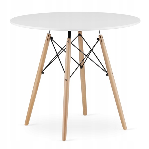 ModernHome Torino okrugli sto 80 cm white + Milano set 4 stolice svetlo siva