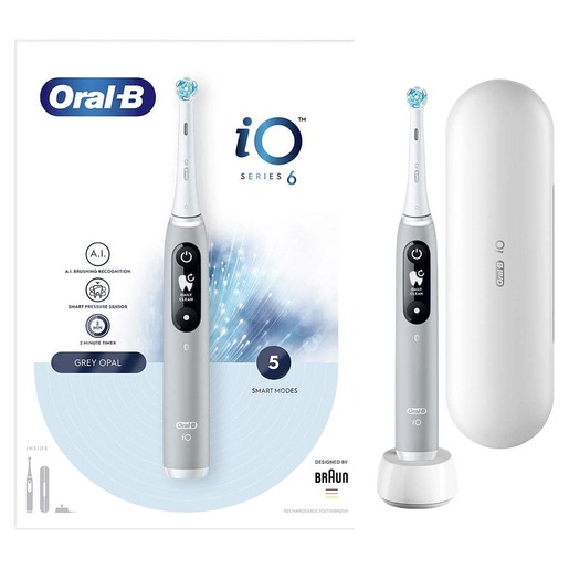 Oral B električna četkica za zube iO6 OPAL, siva + kutija