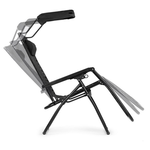 ModernHome Podesiva baštenska fotelja sa tendom - crna