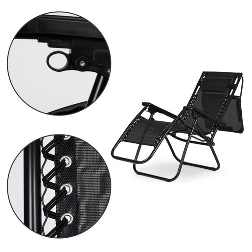 ModernHome Podesiva baštenska fotelja sa tendom - crna
