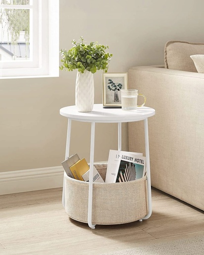 ModernHome  Okrugli klub stočić sa korpom beli - LET223V10