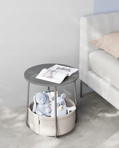 ModernHome  Okrugli klub stočić sa korpom sivi - LET223G49
