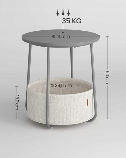 ModernHome  Okrugli klub stočić sa korpom sivi - LET223G49