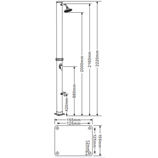 Solarni tuš 20 L sa slavinom za pranje nogu KR-08