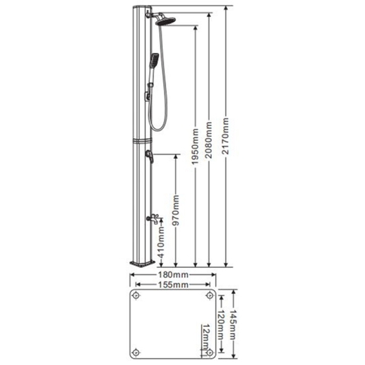 Solarni tuš sa slavinom za pranje nogu 35 L KR-16